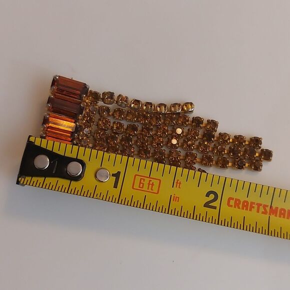 Stunning Vintage Unsigned Goldtone Topaz Colored Art Deco Dangler Brooch/Pin - Picture 4 of 5